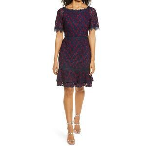 Shani Two Tone Lace Dress Navy Purple Size 10 NWT